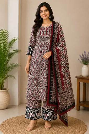 [n663h3b290n1q4017] 3pcs Ajrak R20  (cotton)